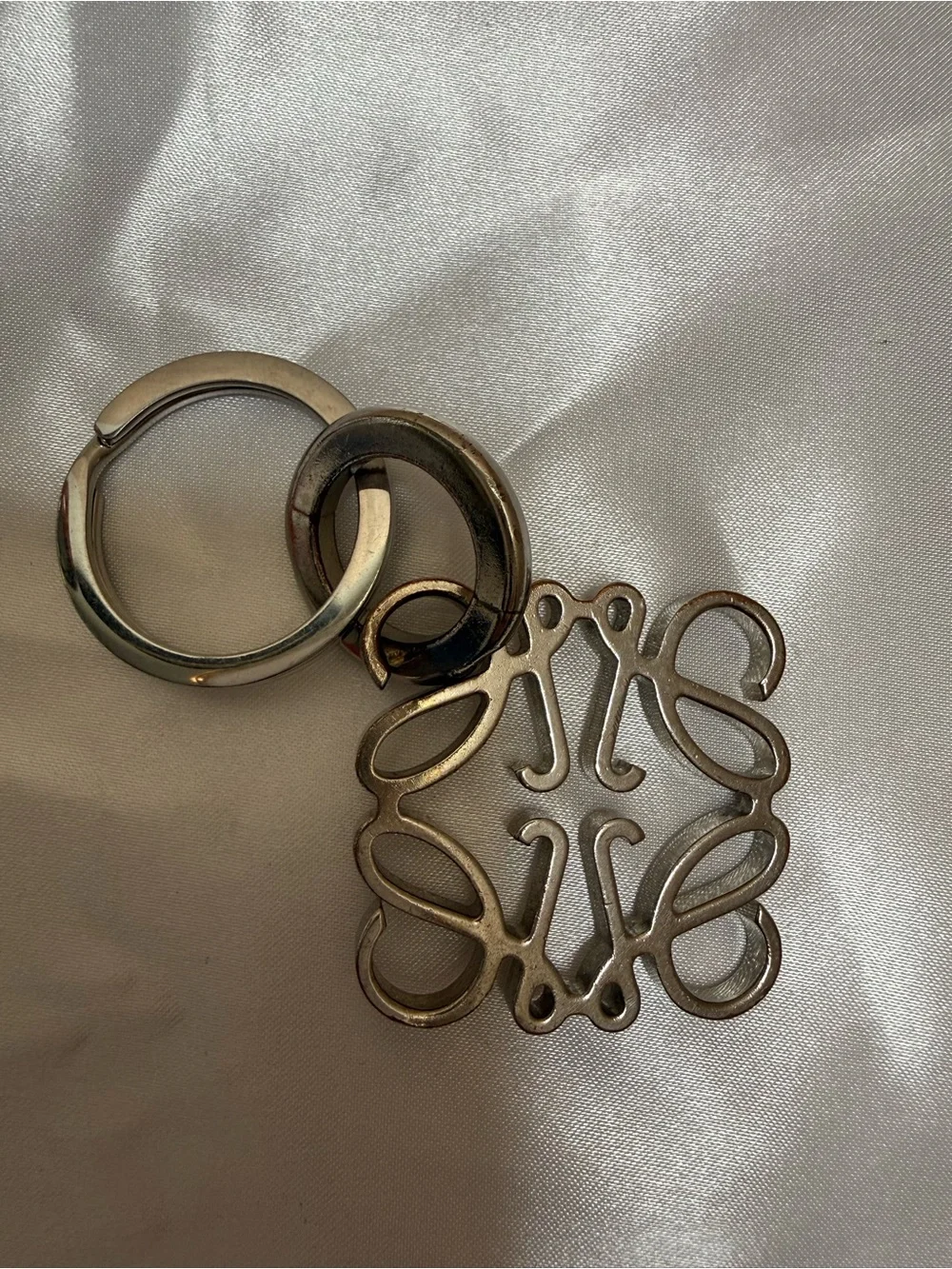 Loewe Silver Anagram Keyring Set in Cream Pouch
